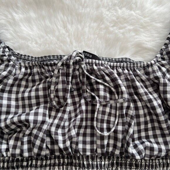 Bershka Gingham Cropped Top Black - Picture 8 of 15